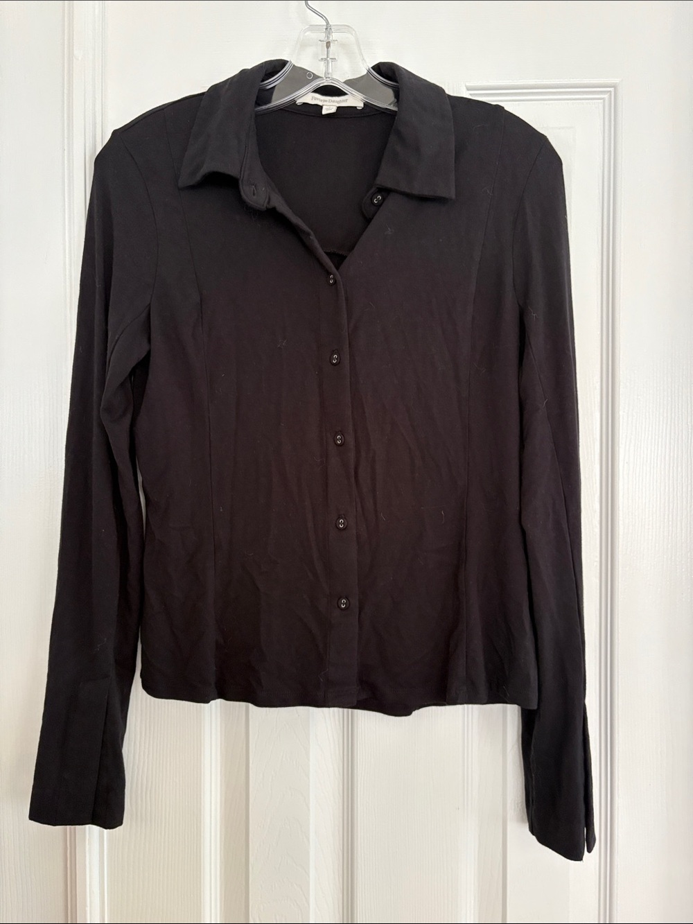Favorite daughter Black Button Front Long Sleeve Womens Rayon spandex Top size S